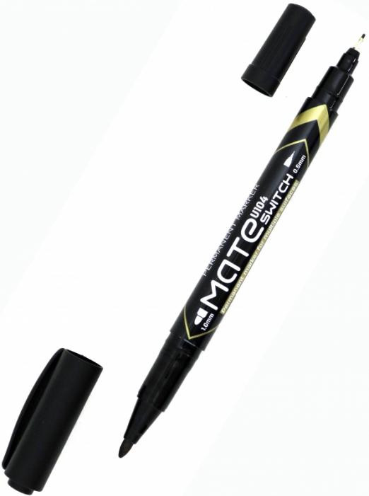 Маркер перманентный Mate, двойной пишущий наконечник, черный
