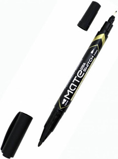 Маркер перманентный Mate, двойной пишущий наконечник, черный