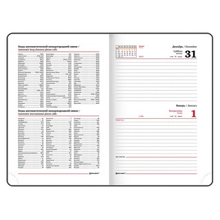 Ежедневник на 2023г А5, 138x213 мм, Brauberg.Control, под кожу, красный 11