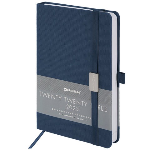 Ежедневник на 2023г А5, 138x213 мм, Brauberg.Control, под кожу, синий