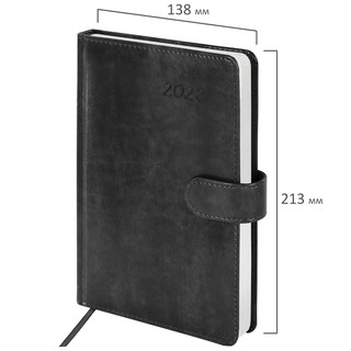 Ежедневник на 2023г А5, 138x213 мм, Brauberg.Legend, под кожу, серый 2
