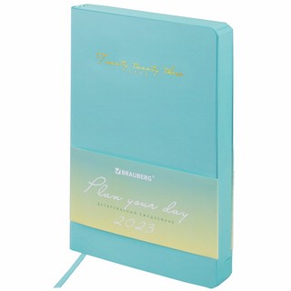 Ежедневник на 2023г А5, 138x213 мм, Brauberg.Pastel, под кожу, бирюзовый 1