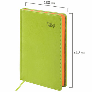 Ежедневник на 2023г А5, 138x213 мм, Brauberg.Rainbow, под кожу, зеленый 2