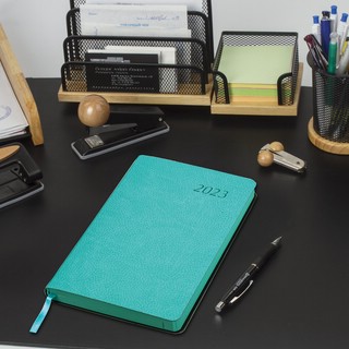 Ежедневник на 2023г А5, 138x213 мм, Brauberg.Stylish, под кожу, бирюзовый 12