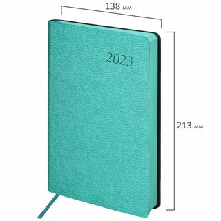 Ежедневник на 2023г А5, 138x213 мм, Brauberg.Stylish, под кожу, бирюзовый 3