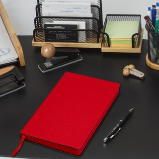 Ежедневник на 2023г А5, 138x213 мм, Brauberg.Stylish, под кожу, красный 12