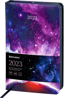 Ежедневник на 2023г А5, 138x213 мм, Brauberg.Vista, под кожу 