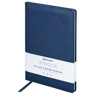 Ежедневник на 2023г А4, 210х297 мм, Brauberg.Favorite, синий 1