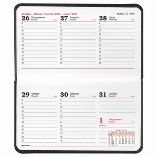 Еженедельник на 2023г Favorite А6 95х155мм, под кожу, Brauberg, черный 11