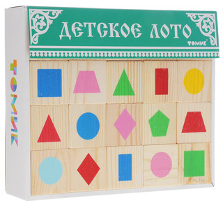 Детское лото 'Геометрические фигуры', цвет коробки зеленый, Томик 1
