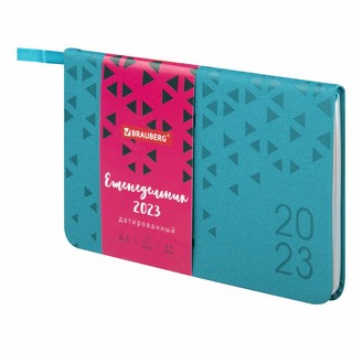 Ежедневник 2023г А6, 95х155 мм, Brauberg.Glance, под кожу, бирюзовый 1