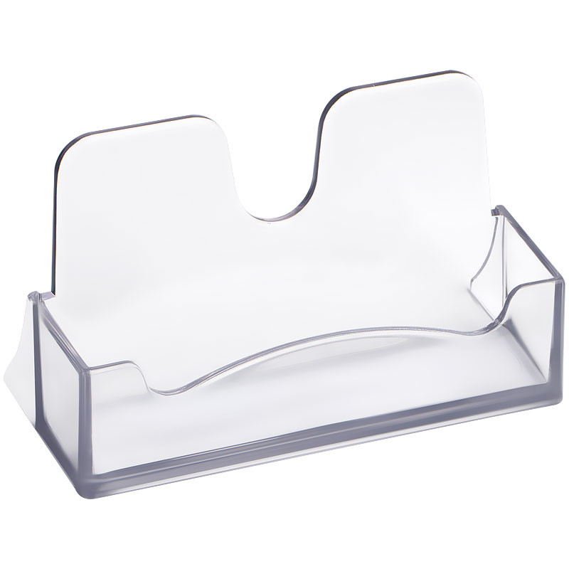 Подставка для визиток настольная 4х10 см, тонированная серая, СТАММ