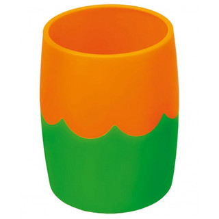 Подставка-стакан пластик, круглый, двухцветный зелено-оранжевый, СТАММ