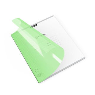 Тетрадь 24 л, А5+, клетка, пластиковая обложка на скобе, ErichKrause Классика CoverPrо Neon, зеленый