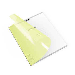 Тетрадь 24 л, А5+, клетка, пластиковая обложка на скобе, ErichKrause Классика CoverPrо Neon, желтый