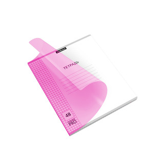 Тетрадь 48 л, А5+, клетка, пластиковая обложка на скобе, ErichKrause CoverPrо Neon, розовый