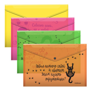 Набор из 4-х папок-конвертов А4, пластик, ErichKrause Sarcast...