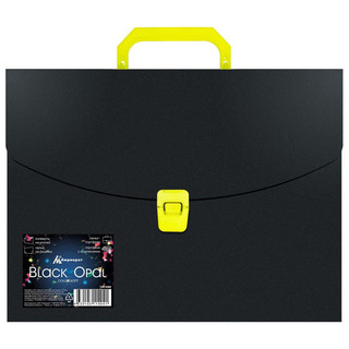 Портфель Black Opal А4, 1 отделение, пластик 0.7 мм, черный/желтый
