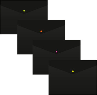 Конверт на кнопке 'Black Opal' A4, пластик, черный, цвет кноп...