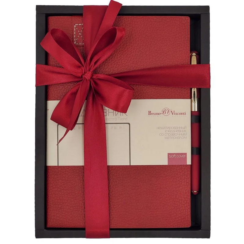 Набор подарочный 'Trend' ежедневник недатированный и ручка, бордовый
