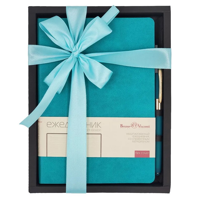 Набор подарочный 'Boston' ежедневник недатированный и ручка, бирюзовый