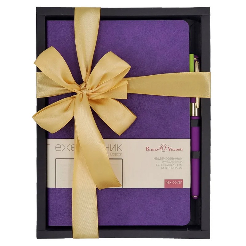 Набор подарочный 'Boston' ежедневник недатированный и ручка, фиолетовый