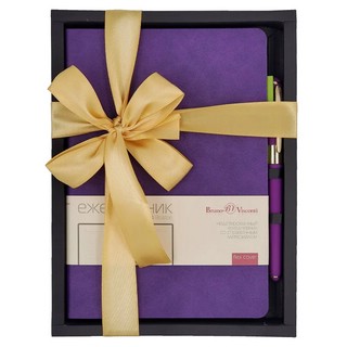 Набор подарочный 'Boston' ежедневник недатированный и ручка, фиолетовый 1