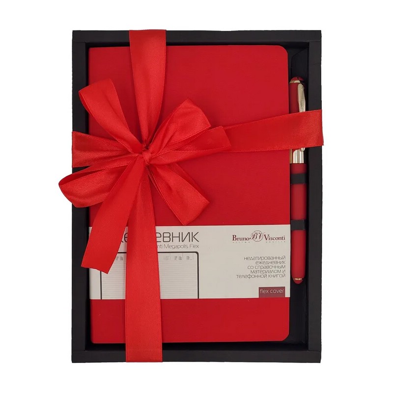 Набор подарочный Megapolis Flex (ежедневник + ручка) красный
