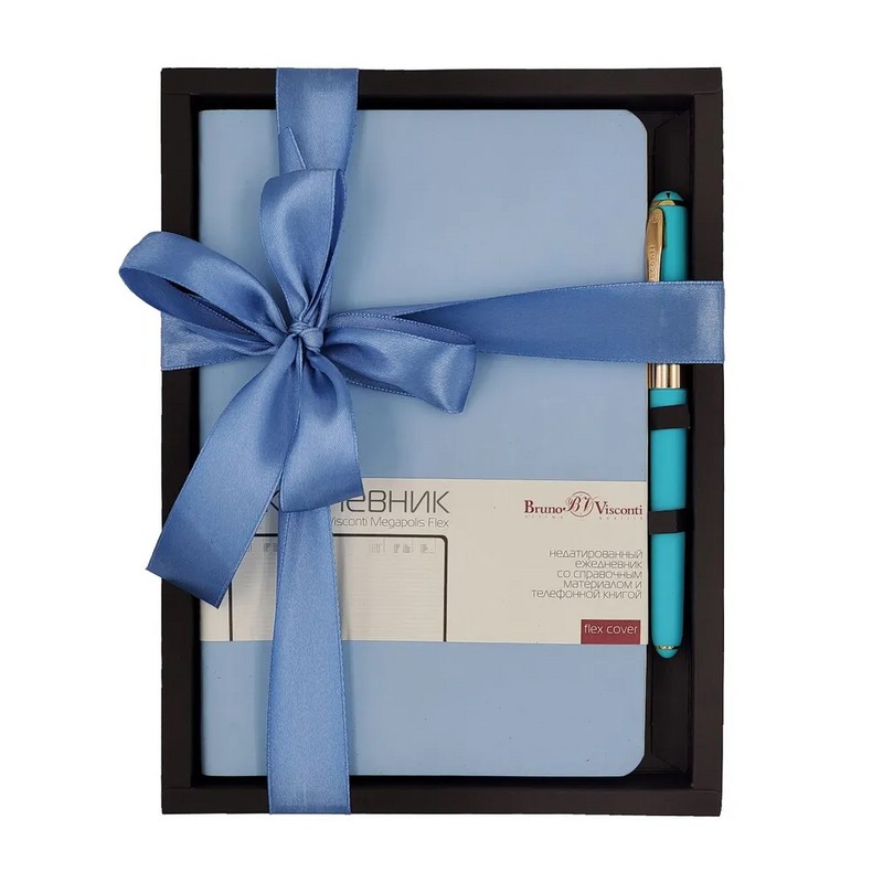 Набор подарочный Megapolis Flex (ежедневник + ручка) голубой