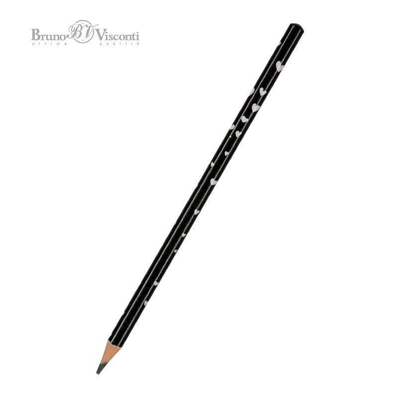 Карандаш HB, пластик, трехгранный 'Сердечки'