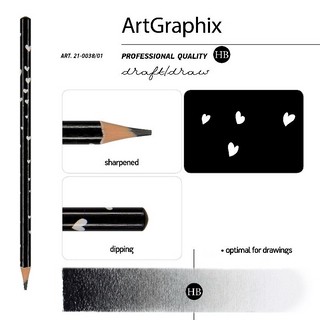 Карандаш HB, пластик, трехгранный 'Сердечки' 3