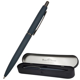 Ручка шариковая 'San Remo' в металлическом футляре, синяя, 1.0 мм (корпус темно-синий, футляр черный)