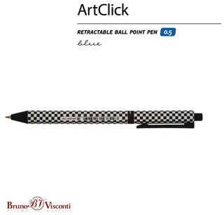 Ручка шариковая автоматическая ArtClick. Шашечки, 0.5 мм, синяя, Bruno Visconti 4