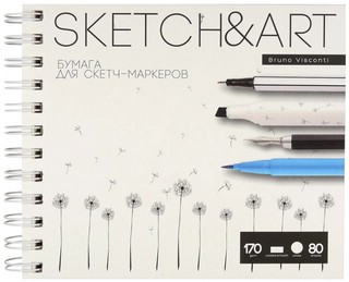 Скетчбук 'Sketch&Art' А5, 180х155, 80 л, 170 гр/м2, на пружине, для скетч-маркеров