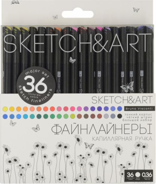 Набор скетч-линеров Black Edition, 36 цветов