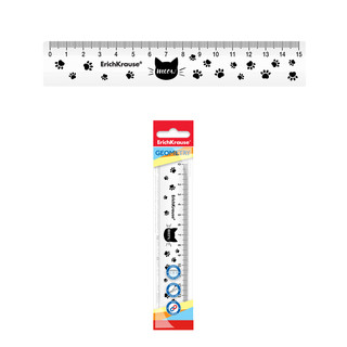 Линейка пластиковая Meow, 15см, белая, ErichKrause