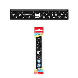 Линейка пластиковая Meow, 15см, черная, ErichKrause
