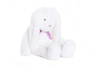 Заяц, 40 см, белый с фиолетовым шарфиком, Lapkin 3