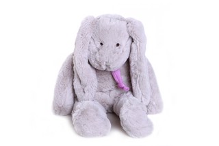 Заяц 40 см, серый с фиолетовым шарфом, Lapkin
