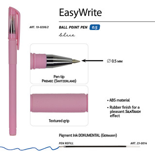 Ручка шариковая BV EasyWrite Zefir, 0.5 мм, розовая 3