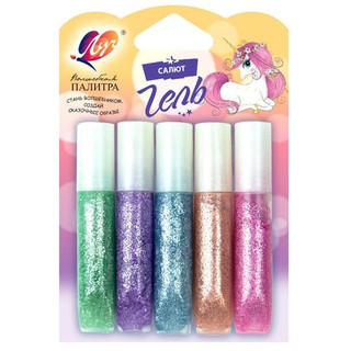 Гель с блестками "Салют" 5 цветов по 5 мл