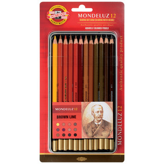 Карандаши акварельные "Mondeluz Brown Line" 12 цветов, металл...