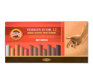 Набор сухой пастели, мягкой 'Toison Dor' 12 цветов, коричневые оттенки, Koh-I-Noor
