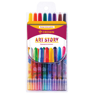 Карандаши восковые 'ArtStory', 8 цв, выкручивающийся стержень, Crown 7