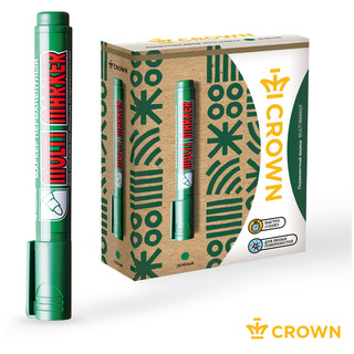 Маркер перманентный зелёный 'Multi Marker' пулевидный, 3мм, Crown 6