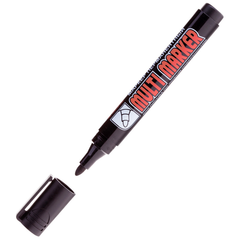 Маркер перманентный чёрный 'Multi Marker' пулевидный, 3мм, Crown