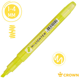 Текстовыделитель жёлтый 'Multi Hi-Lighter' 1-4мм, Crown 2