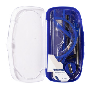 Готовальня 8 предметов, металлический циркуль 116 мм, с карандашом, пластиковый футляр 2