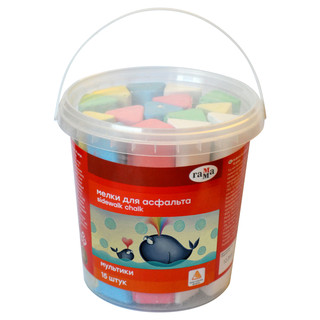 Мелки для асфальта 'Мультики' 5 цветов / 15 шт, треугольные, ...