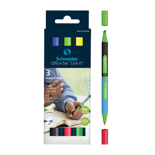 Набор двухсторонних шариковых ручек-текстовыделителей Schneider 'Link-It' 4 цвета